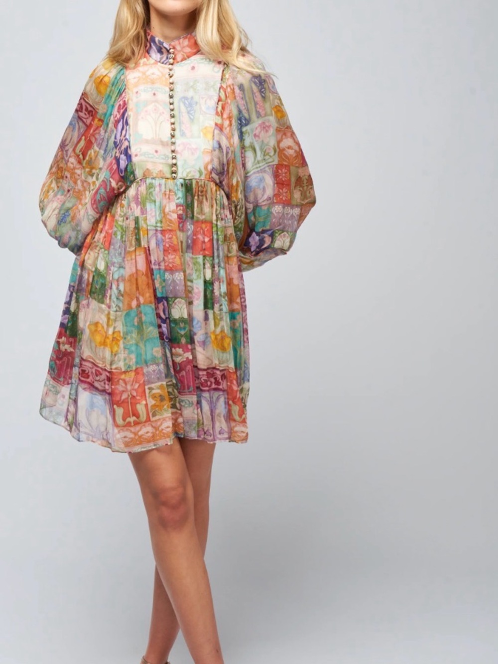 Zimmerman Patchwork Print Mini Dress - Size 3